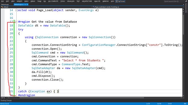 Get the data from the database